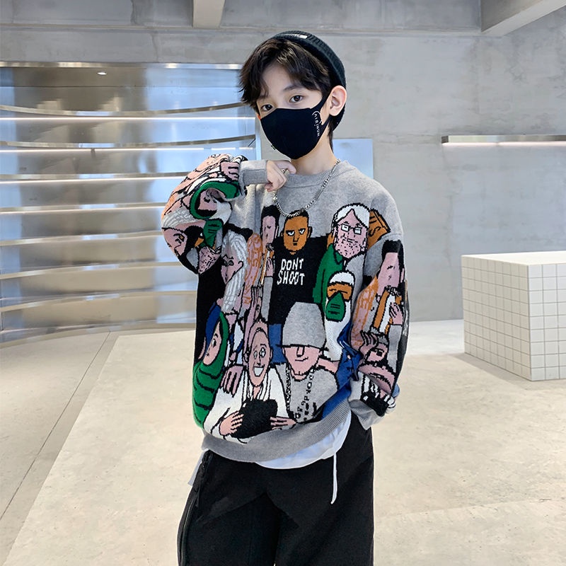 Áo Sweater Dệt Kim In Họa Tiết Hoạt Hình Dễ Phối Đồ Cho Bé