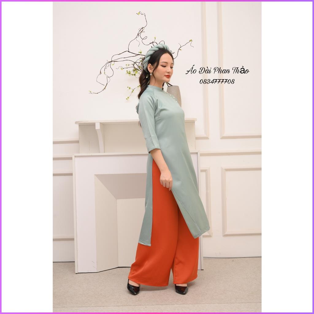 Áo Dài Nữ Cách Tân Một Màu Chất Lụa Siêu Đẹp - Áo Dài Nữ Tây Thi Lụa Cao Cấp  - Shop PT