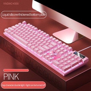 Bộ bàn phím máy tính và chuột máy tính và tai nghe màu hồng tuỳ chọn cổng USB cho máy tính để bàn/ xách tay keyboard gaming red switch felling PC laptop