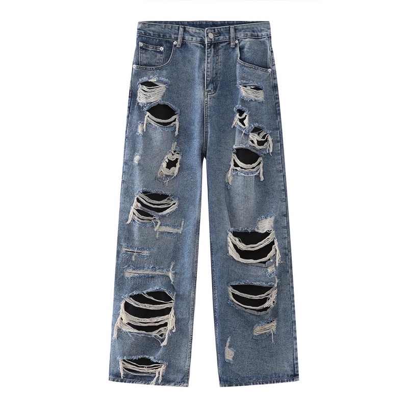 Quần jeans nam dáng rộng chi tiết rách Baggy Slashed Denim Brokeboiz