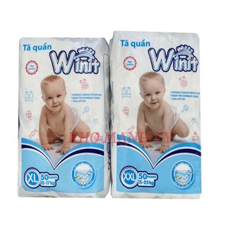 Combo 2 bịch tã bỉm quần Winit 50 miếng/bịch cho bé đủ size, tã bỉm chống tràn khô thoáng siêu thấm hút