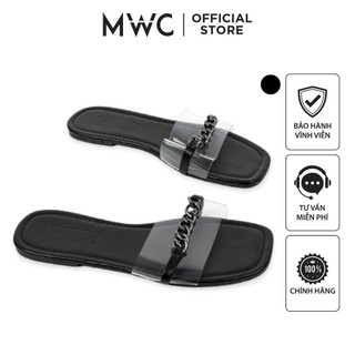 Dép MWC 3452 - Dép Nữ Đế Bệt, Dép Quai Trong Đính Móc Xích, Dép Mũi Vuông Thời Trang