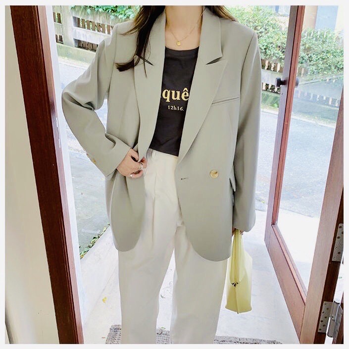 Áo Khoác Blazer Nữ 2 Nút Dáng Rộng Oversize Thời Trang Thu - BLA22089