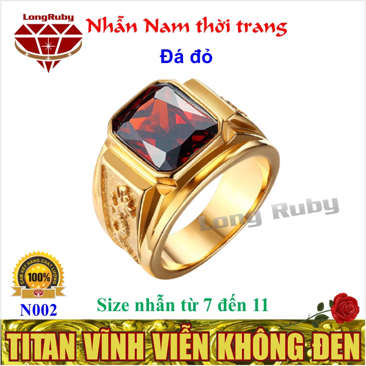 Nhẫn nam cao cấp Titan đá đỏ - N002