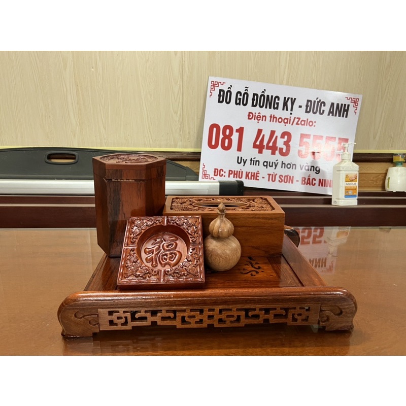 combo khay trà gỗ hương 5 món