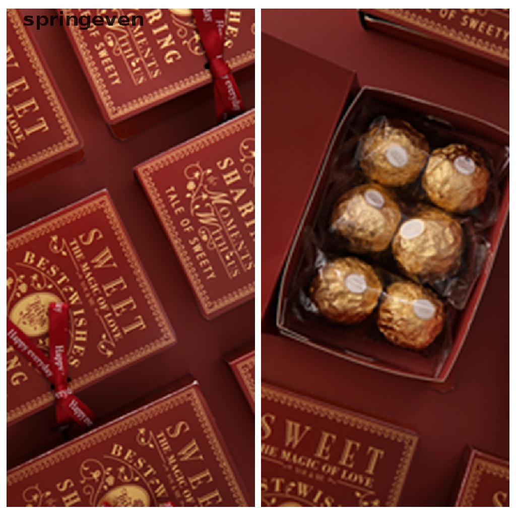 Hộp Đựng Kẹo Hình Cuốn Sách Đơn Giản Sáng Tạo Với Dây Ruy Băng Cho Tiệc Tùng