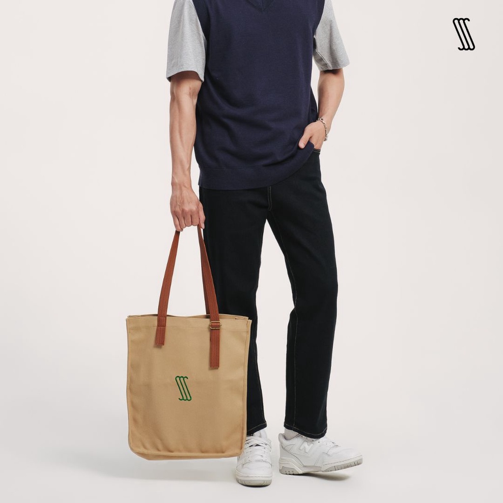 Túi tote nam nữ SSSTUTTER canvas bền cổ điển thêu SSS' TOT BAG