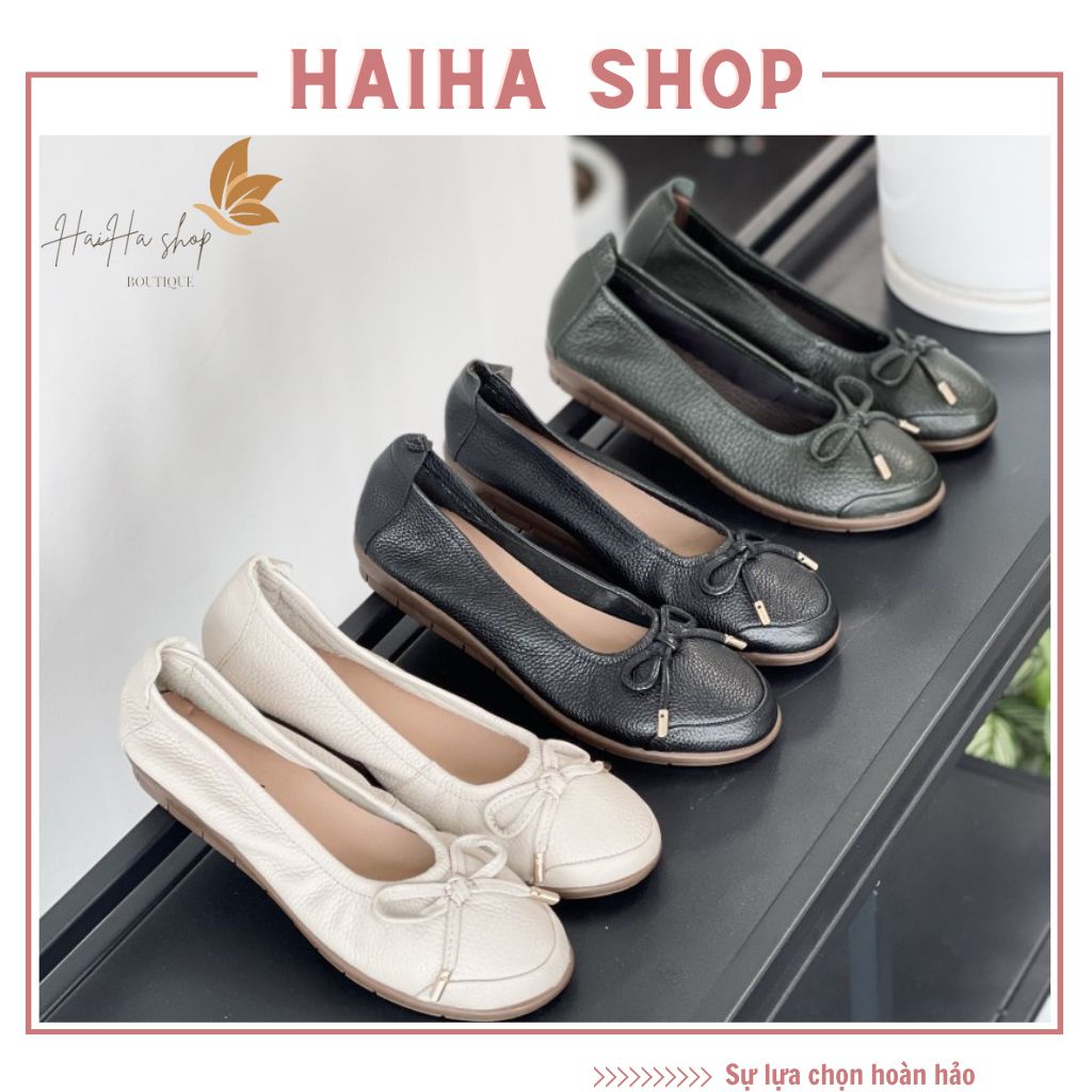 Giày bệt nữ - Giày búp bê nữ mũi tròn đính nơ siêu nhẹ