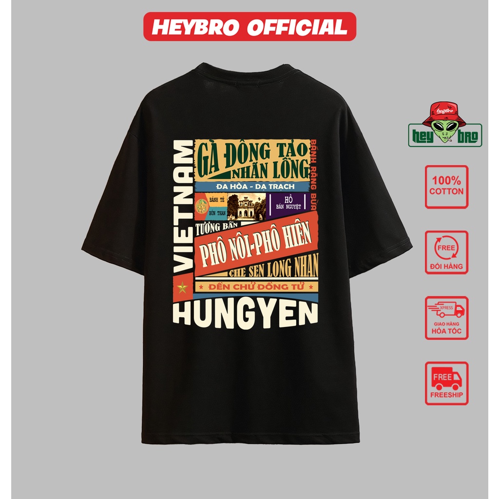 Áo thun nam nữ, Áo phông nam nữ tay lỡ unisex chất vải cotton 100% co dãn 4 chiều in hình hưng yên