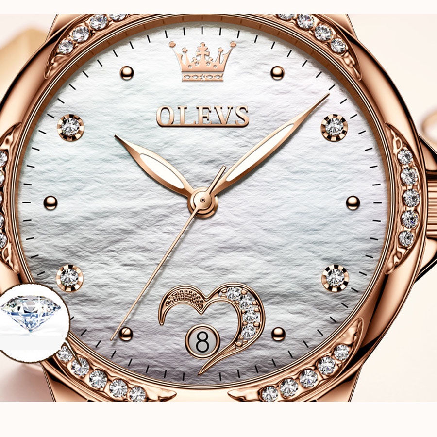 Đồng hồ nữ Olevs máy cơ size 32.5mm,dây kim loại bằng thép,chống nước 30m, bảo hành toàn quốc 12 tháng