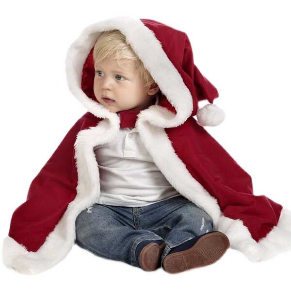 Áo Choàng Lông Cừu Đỏ Có Mũ Trùm Chống Gió Phong Cách Cô Bé Quàng Khăn Đỏ Mừng Năm Mới Cho Bé Gái