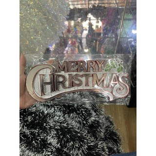 Chữ Merry Christmas nhựa trang trí cây thông Noel màu Vàng/bạc đủ size 25cm-7cm