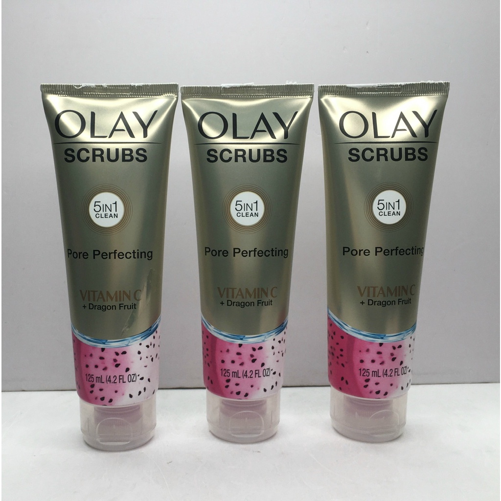 Sữa rửa mặt tẩy tế bào chết Olay 5in1 Scrubs Pore Perfecting Vitamin C 125ml của Mỹ