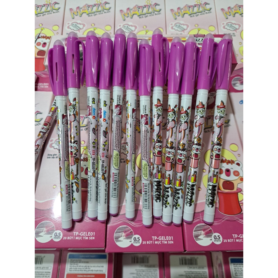 01 Hộp 20 Cây Bút Gel Xóa Được Mực Tím Sen MAZZIC TP-GELE01 0.5mm