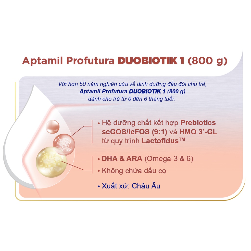 Sữa công thức Aptamil Profutura Duobiotik 1 cho bé 0-6 tháng tuổi (800g)