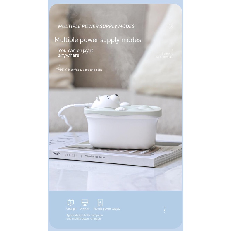 Hàng Mới Về Mới Máy Tạo Độ Ẩm Không Khí Mini Hình Gấu Hoạt Hình Chống Khô