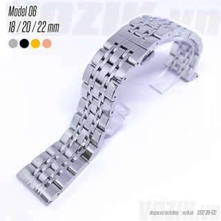 Dây đồng hồ thép không gỉ inox model 06 kiểu khóa bấm chống han gỉ chống bay màu (18mm 20mm 22mm)