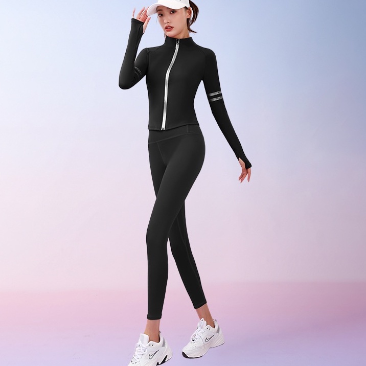 Áo Khoác Thể Thao Cổ Cao Thoáng Khí Có Khóa Kéo In Chữ Thời Trang Cho Nữ