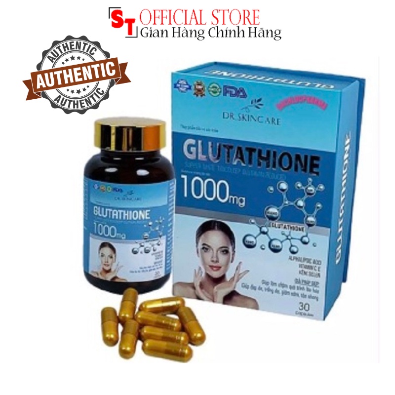 Viên Uống Trắng Da GLUTATHIONE 1000mg Nâng Tông Tức Thì Giảm Sạm Nám, Mờ Nếp Nhăn