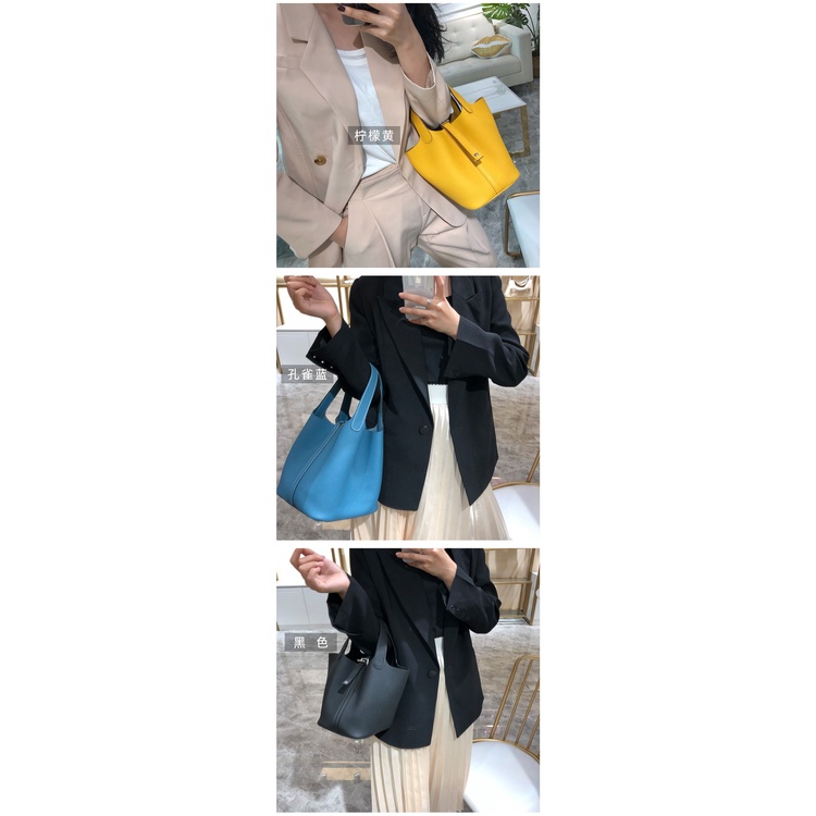 Túi Xách Da Bò Thật Phối Màu Đơn Giản Thời Trang Mới Năm 2021