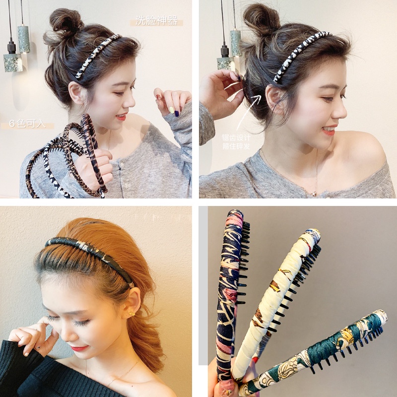 Băng Đô Cài Tóc Có Răng Chống Trượt Tiện Dụng Khi Rửa Mặt / Trang Điểm