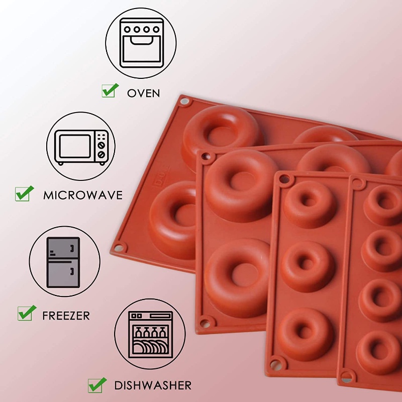 Khuôn Silicone Donut Làm Bánh Ngọt-Khuôn Làm Socola Bánh Mousse Fondant-Khuôn Bánh Rán Vòng Tròn Làm Trang Trí Bánh