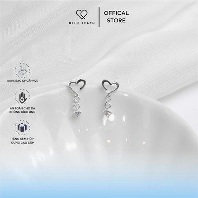 Khuyên Tai Bạc 925 Blue Peach Open Heart V1 Lấp Lánh và Thời Trang KT440