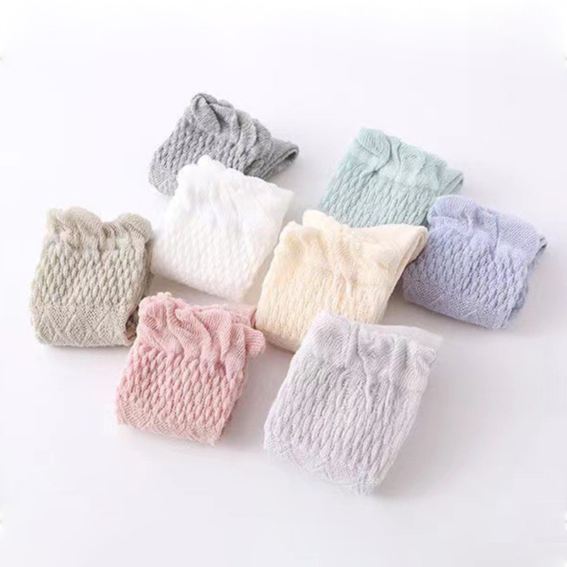 Tất Lưới Mỏng Thoáng Khí Cao Đến Đầu Gối Chống Muỗi Màu Sắc Trơn Dành Cho Trẻ Em