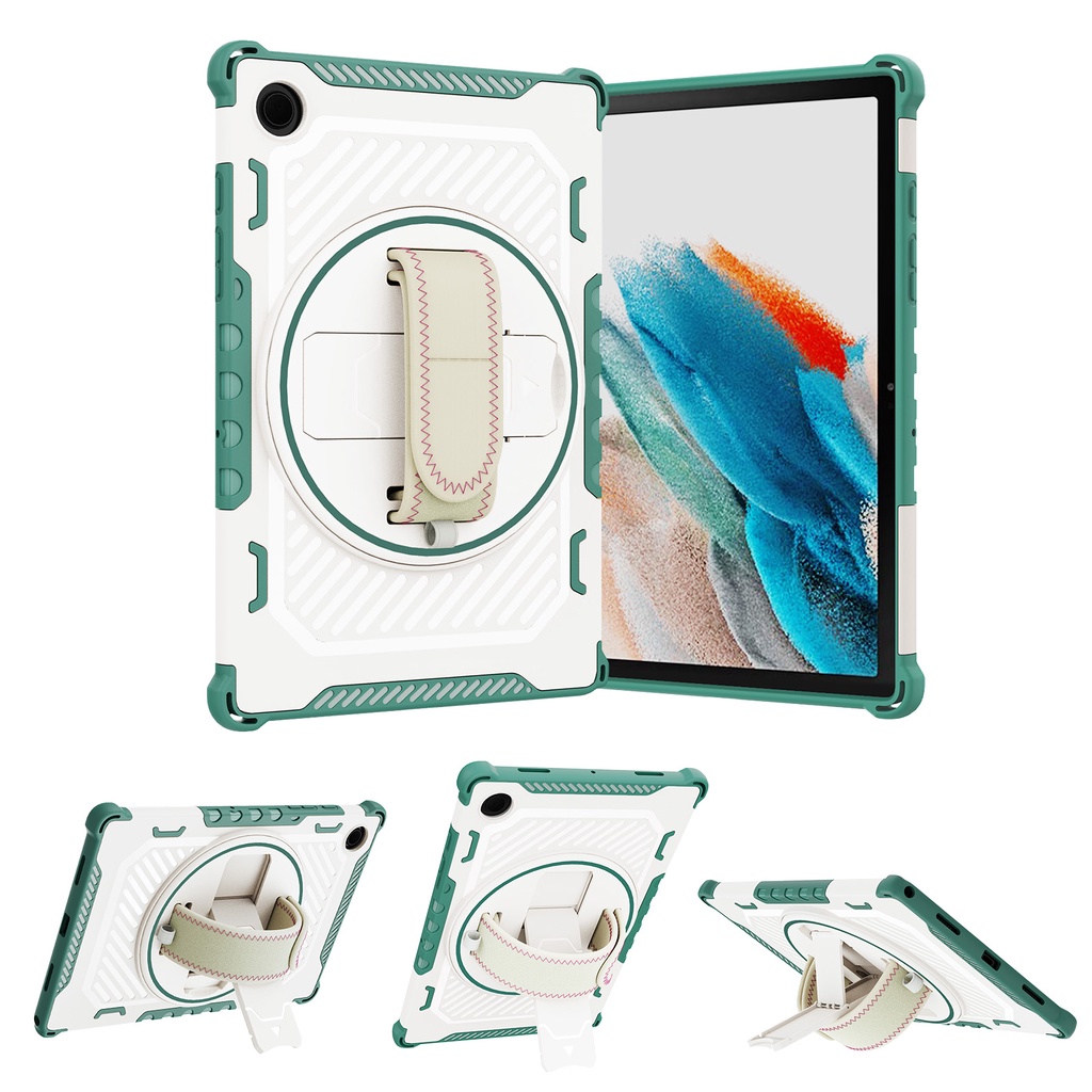 Bao Da Máy Tính Bảng Bảo Vệ 360 Độ Cho Samsung Tab A8 10.5 inch X200 X205 2022 ° Ốp Máy Tính Bảng Siêu Mỏng Chống Sốc Màu Trơn Kèm Giá Đỡ Xoay Được