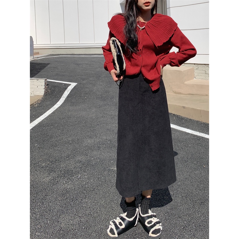 Chân Váy Chữ A Lưng Cao Màu Nâu Thời Trang Hàn Quốc Cho Nữ