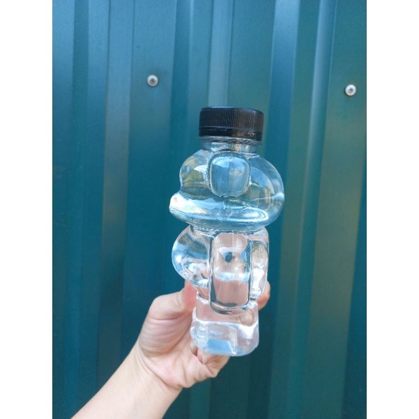 Chai Nhựa Hình Gấu Bearbick, Gấu Bạo Lực  330ml Miệng Rộng Nắp fi38 Đựng Trà Sữa, Đựng Kẹo. Chai Dày dặn. Nhựa HUYSUN