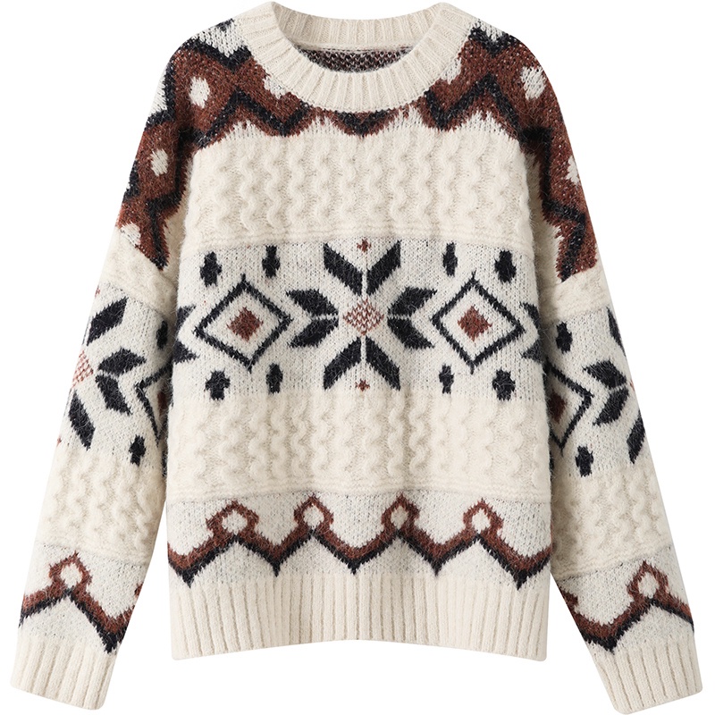 Áo Sweater Dệt Kim Tay Dài Màu Sắc Tương Phản Phong Cách Hàn Quốc Cổ Điển Thời Trang Mùa Thu Cho Nữ