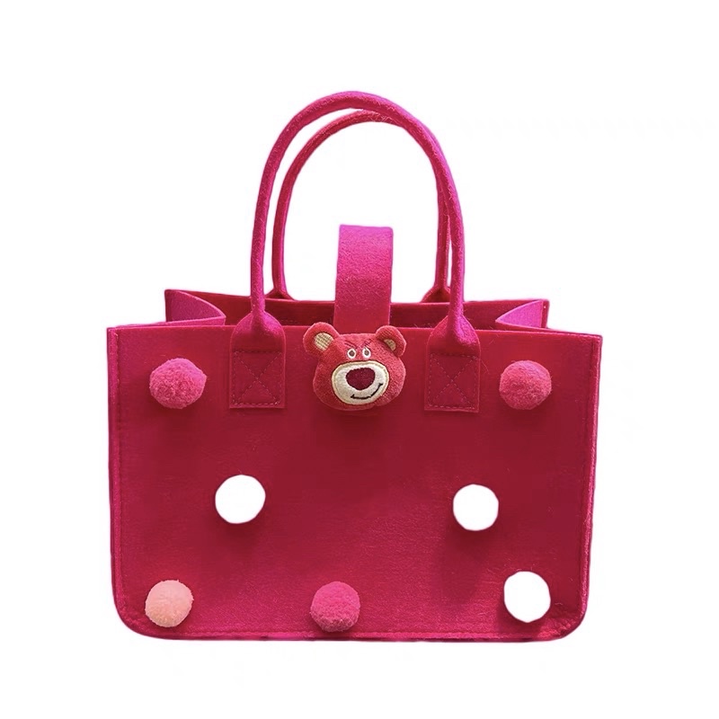 Túi vải nỉ họa tiết hoạt hình dễ thương bản to túi bỉm sữa màu kẹo đa năng cho mẹ và bé