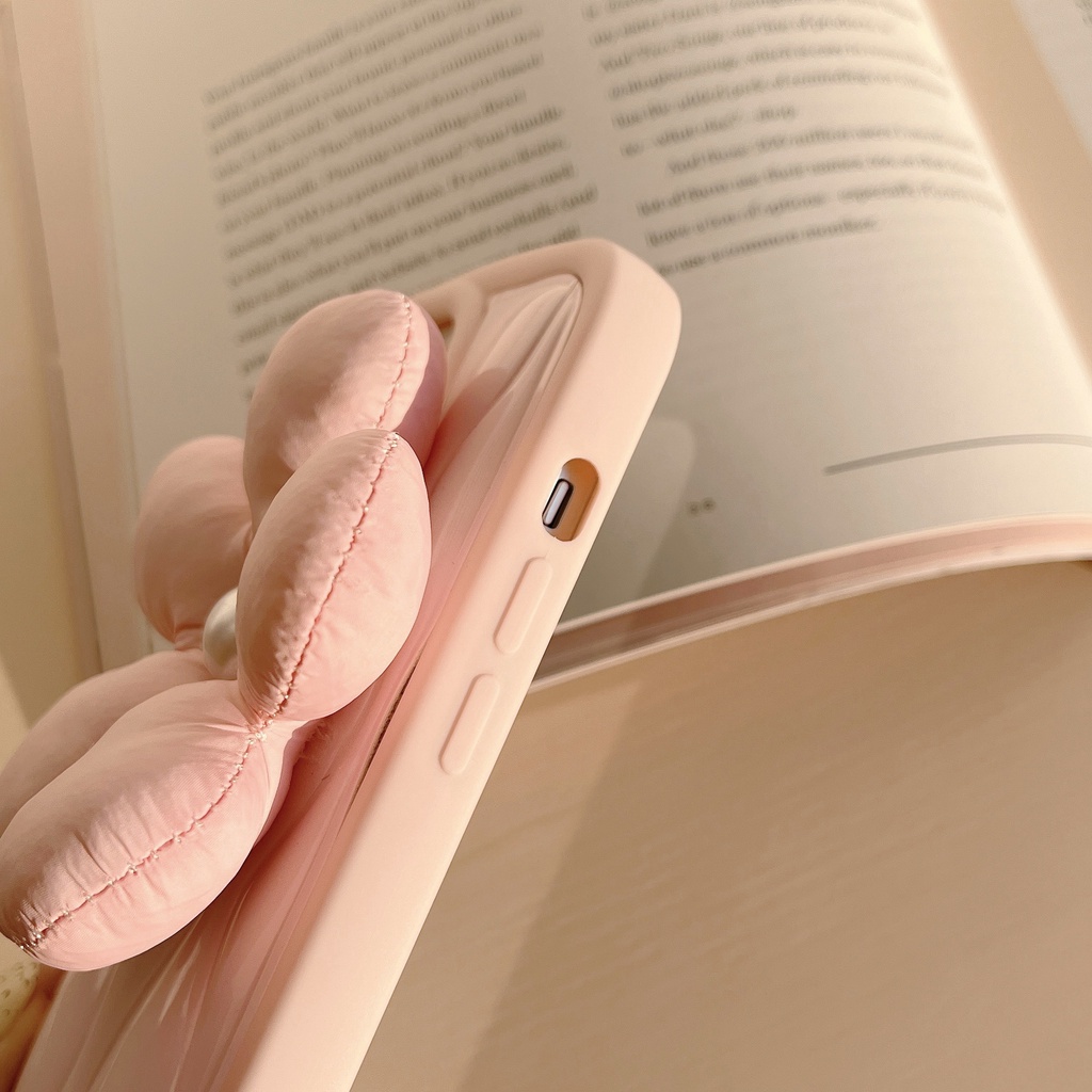 Ốp Điện Thoại TPU Dẻo Màu Trắng Hồng Họa Tiết Hoa 3D Dễ Thương Cho iPhone 14 13 12 11 Pro Max Plus