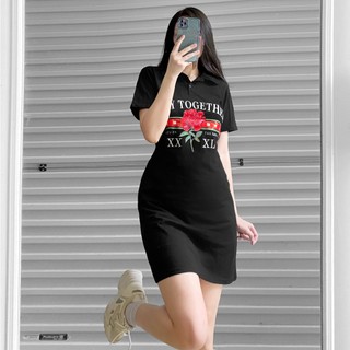 Đầm Polo Cotton Hoạ Tiết Hoa Hồng có big size