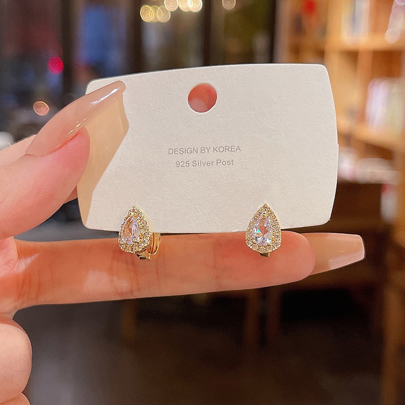 Bông Tai Mạ Bạc 925 Hình Trái Tim Đính Đá Zircon Sang Trọng