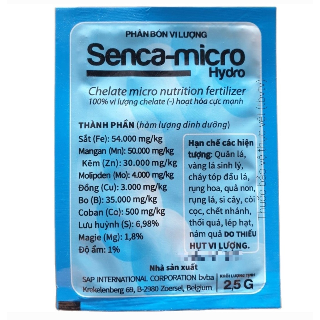 (Combo 10 gói) 💎Phân bón vi lượng Senca - micro hydro..(2,5g)🌱