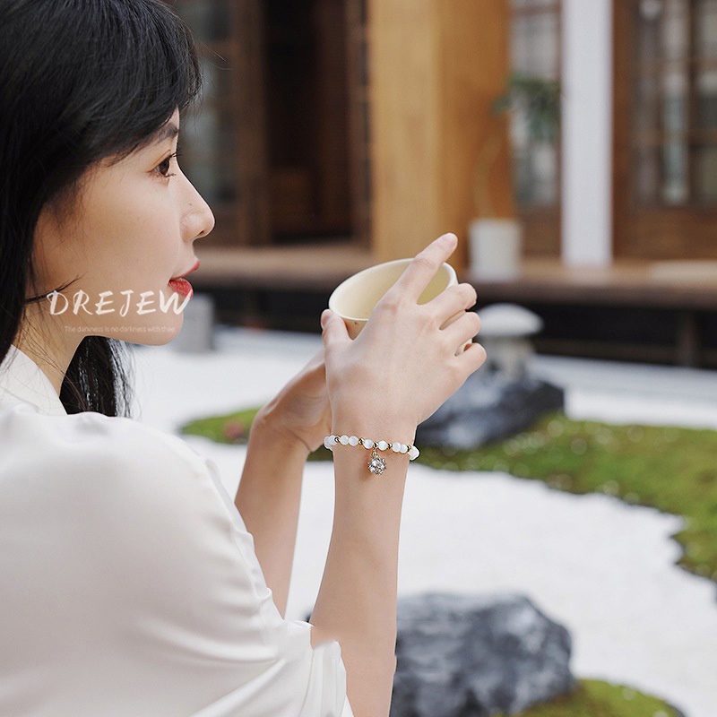 DREJEW Vòng Tay Đính Đá Opal Đơn Giản Thời Trang Hàn Quốc Cho Nữ