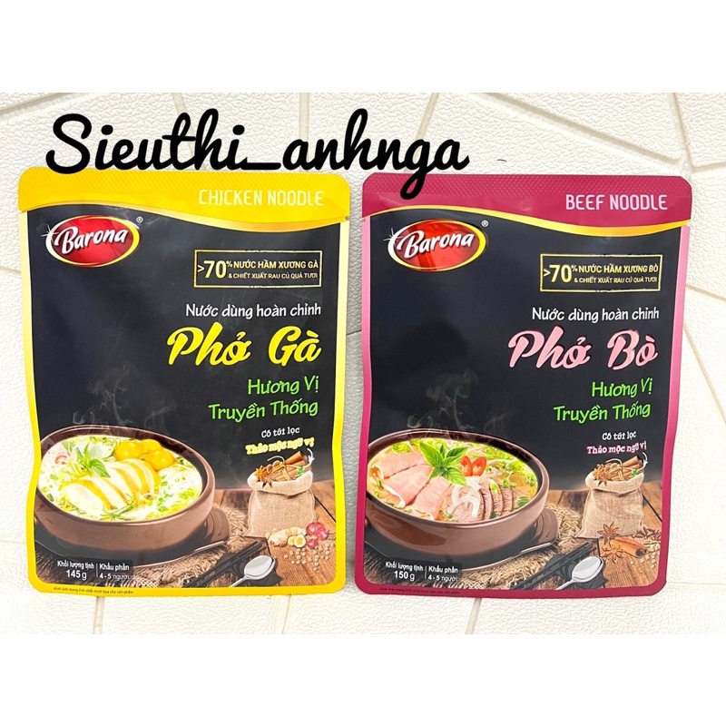 Nước Dùng Hoàn Chỉnh Bảona Phở Bò Phở Gà 150g 4-5 người ăn