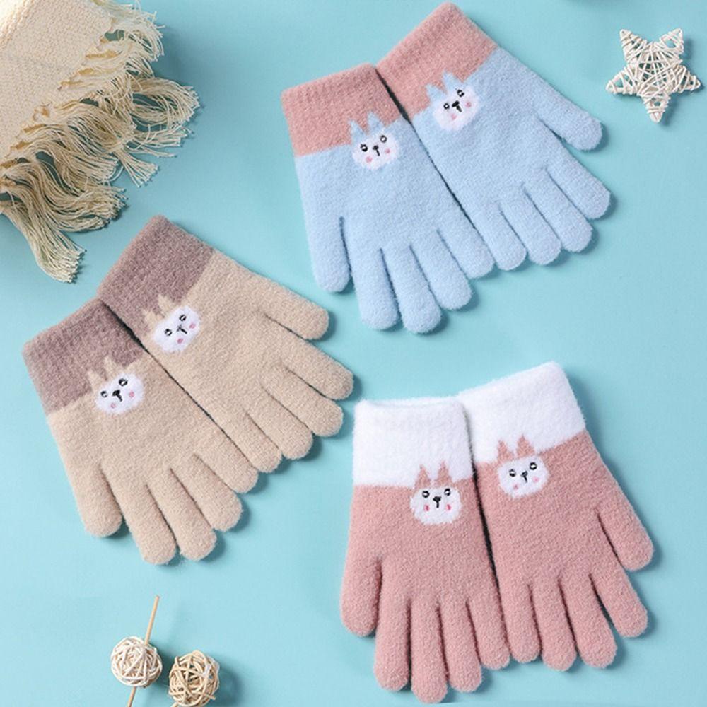 MELODYGOODS1 Găng Tay Lái Xe Dệt Kim Hoạ Tiết Hoạt Hình Đáng Yêu