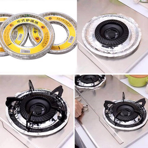 Set 10c giấy bạc hình tròn lót bếp ga tiện ích