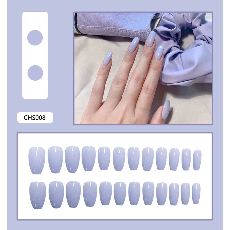 Bộ 24 Móng Tay Giả Bằng Acrylic Kèm Keo Dán Thiết Kế Thời Trang