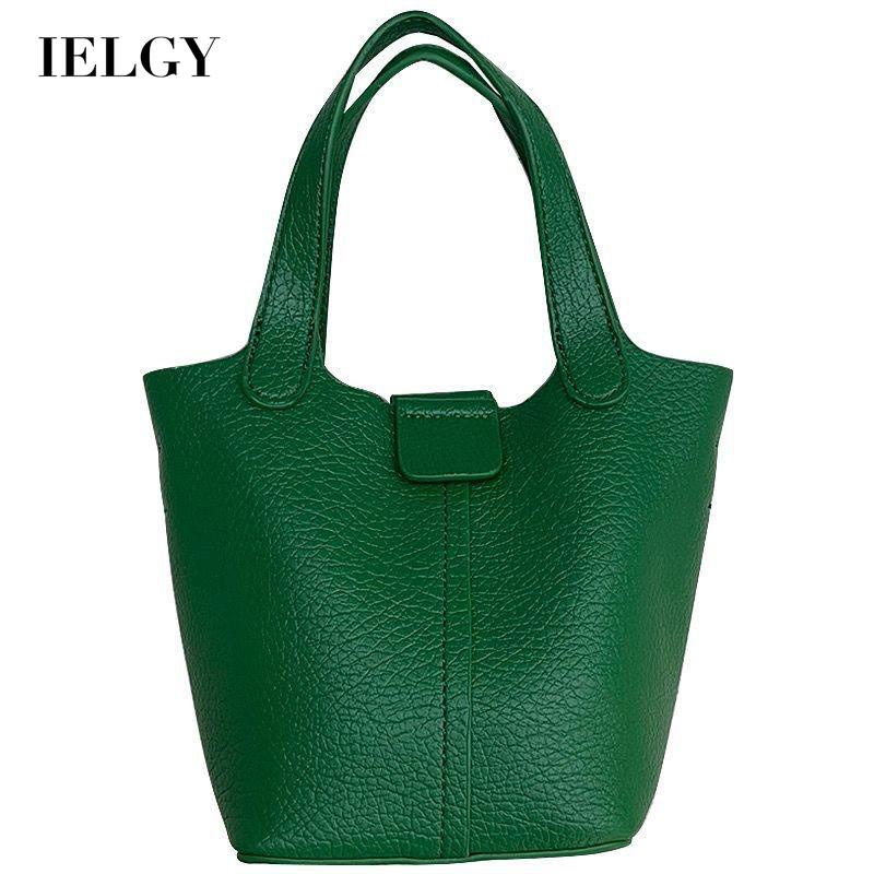 Ielgy Túi Xách Da Mềm Họa Tiết Vân Vải Phong Cách Hàn Quốc Cho Nữ