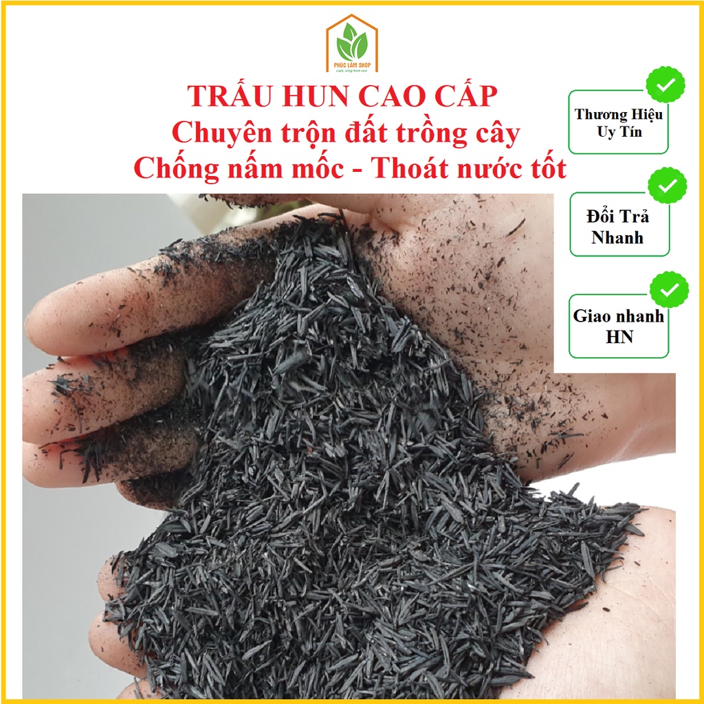 1kg trấu hun cao cấp đã xử lý chuyên phối trộn đất trồng cây, trồng hoa, rau, dinh dưỡng, chống nấm mốc, thoát nước tốt
