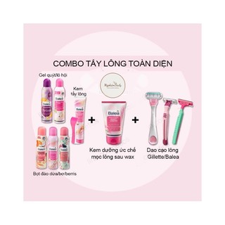 Combo kem tẩy lông/bọt cạo lông + kem dưỡng làm chậm mọc lông sau wax + dao cạo