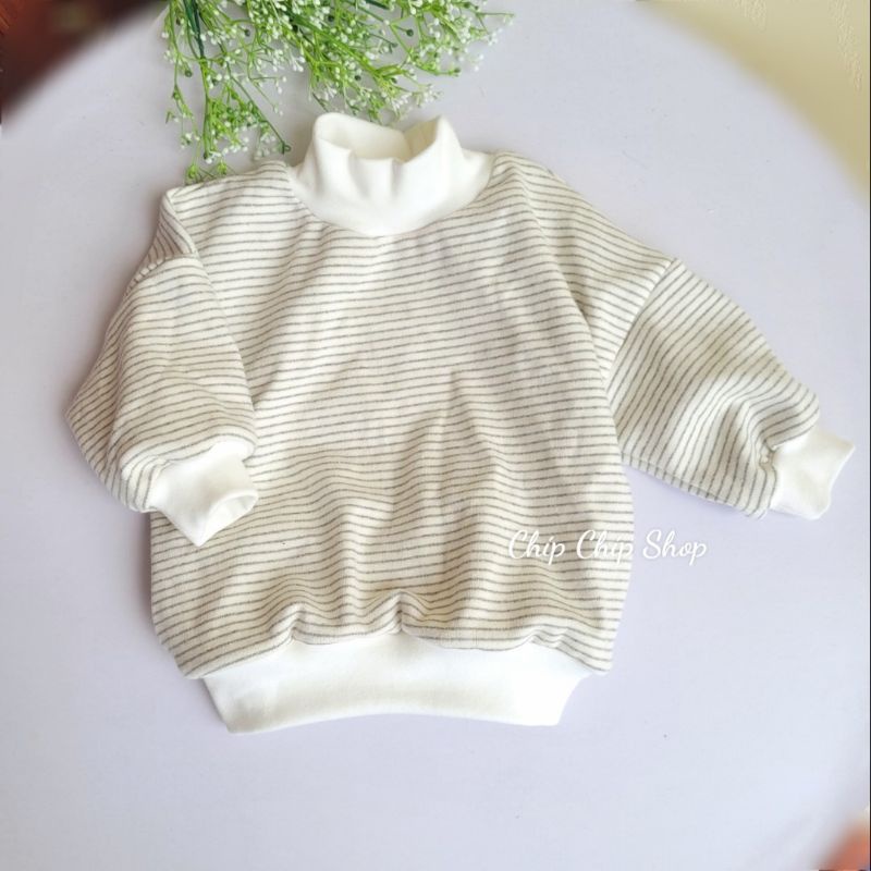 Áo len Cotton kẻ  phong cách Hàn Quốc cho bé trai bé gái