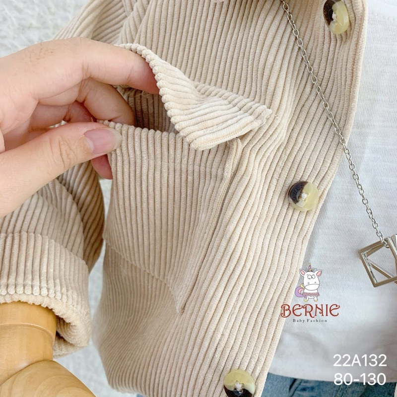 Áo sơ mi  Bernie nhung túi ngực cho bé từ 9-22kg-22A132