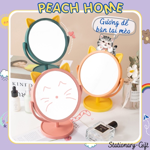 Gương Để Bàn Trang Điểm Xoay 360 Độ Hình Tai Mèo Màu Pastel Xinh Xắn Dễ Thương Gương Make Up  Cute Trang Trí Bàn Học