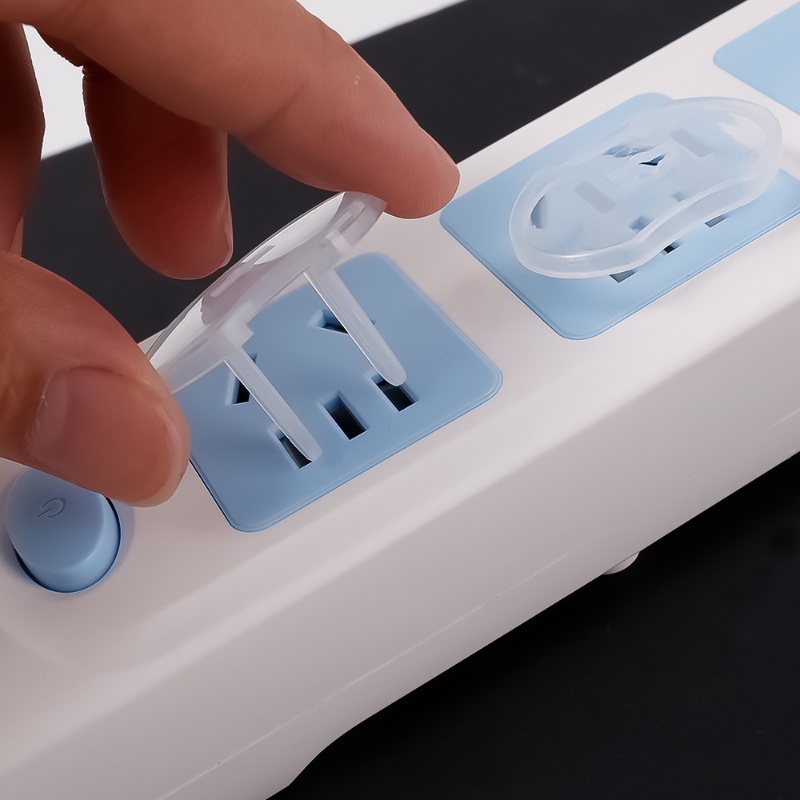 Set 6 Nắp Đậy Ổ Cắm Điện 2 Lỗ Chống Sốc Bảo Vệ An Toàn Cho Bé Ốp