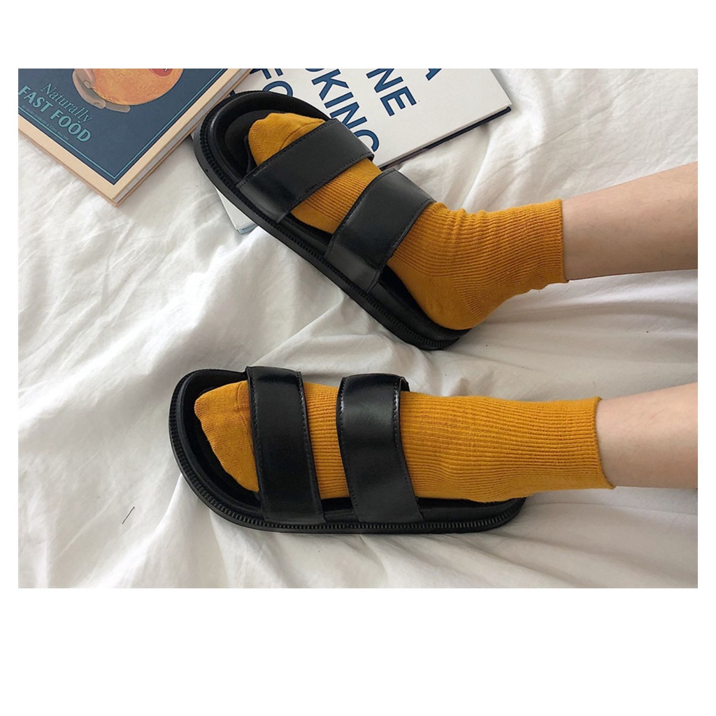 Dép sandal quai ngang đi biển mùa hè đế cao dày chống nước chống trượt